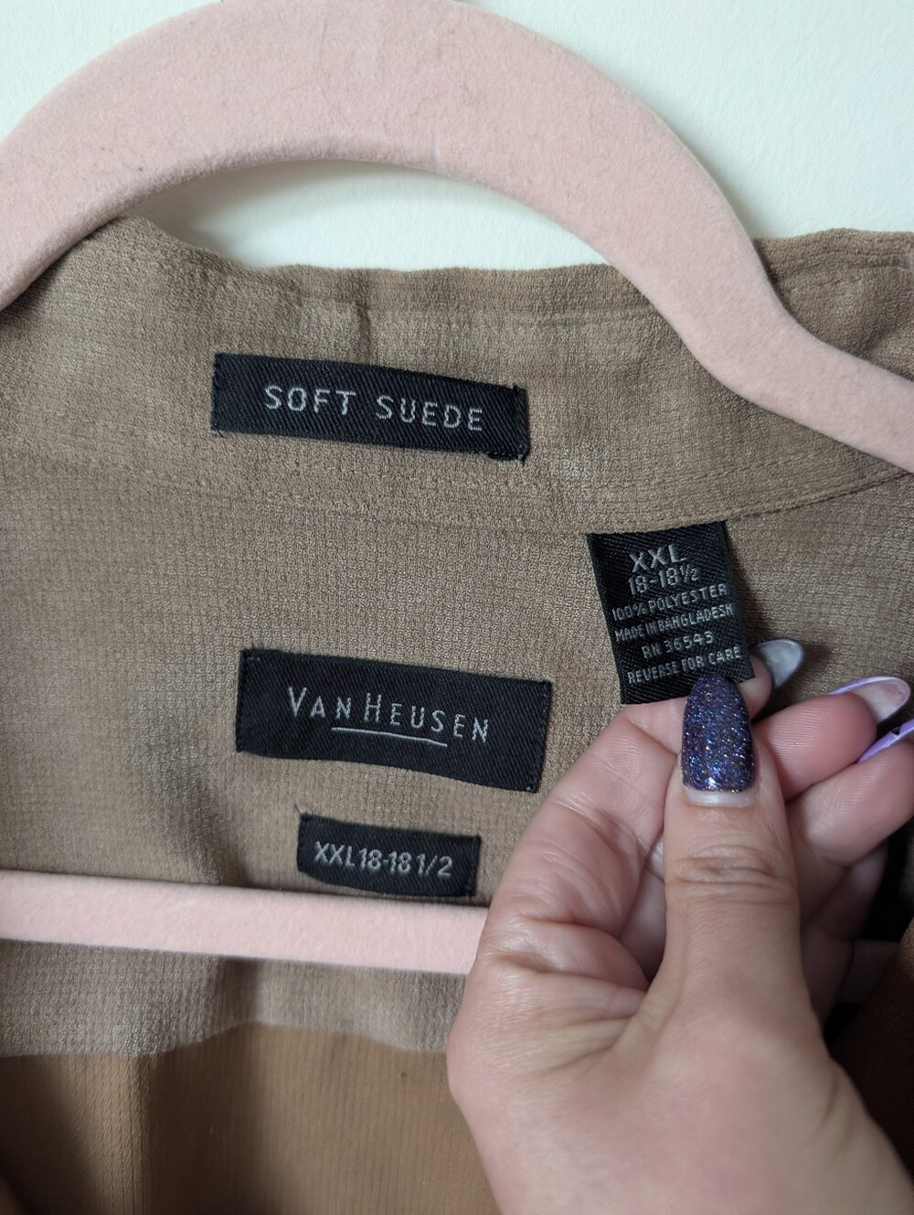 Van Heusen Soft Suede Tan Button Down Shacket Size XXL - Picture 4 of 7